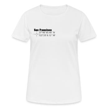 Les coordonnées de San Francisco - T-shirt respirant Femme - blanc - Devant - AI Model Female 172 dark (172cm)