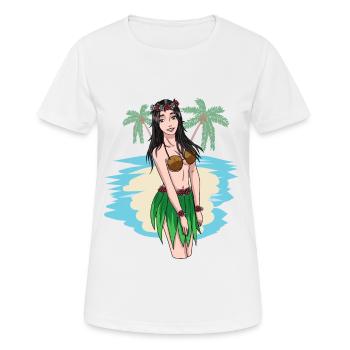 Hawaiian Mädchen Sexy Urlaub Fantasy Sex Erotisch - Frauen T-Shirt atmungsaktiv - Weiß - Vorne - AI Model Female 172 dark (172cm)