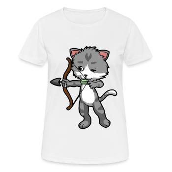 Amour Cat with Bow and Arrow Sagittarius - Women's Breathable T-Shirt - white - Front - AI Model Female 172 dark (172cm)