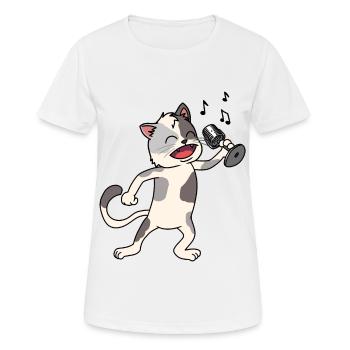 Katze singt, singen Katzen Sänger Band Musik - Frauen T-Shirt atmungsaktiv - Weiß - Vorne - AI Model Female 172 dark (172cm)