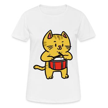 Musique Chat Instrument Tambour Bruit Enfant - T-shirt respirant Femme - blanc - Devant - AI Model Female 172 dark (172cm)