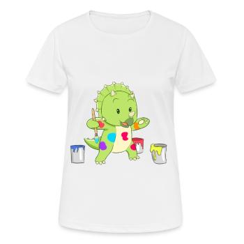 Dino little artist - Women's Breathable T-Shirt - white - Front - AI Model Female 172 dark (172cm)