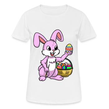 Oeuf de lapin de Pâques rose Lapin de Pâques Peinture Enfant Oeufs de Pâques - T-shirt respirant Femme - blanc - Devant - AI Model Female 172 dark (172cm)