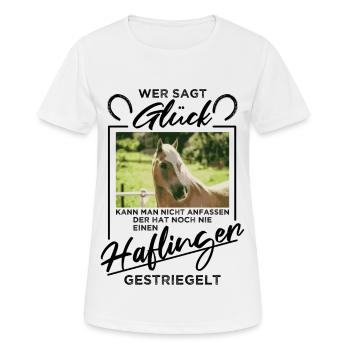 Haflinger Cheval « Chance » - T-shirt respirant Femme - blanc - Devant - AI Model Female 172 dark (172cm)