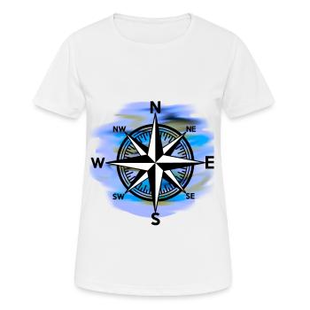 Windrose Kompass maritim Seefahrt - Frauen T-Shirt atmungsaktiv - Weiß - Vorne - AI Model Female 172 dark (172cm)