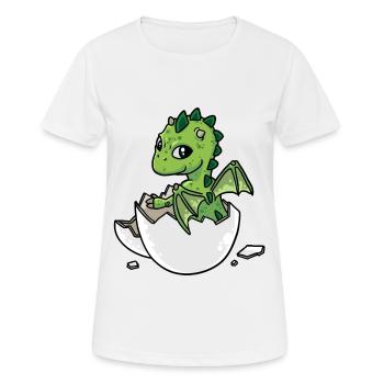 Bébé naissance oeufs éclore Dino Dragon Fantasy - T-shirt respirant Femme - blanc - Devant - AI Model Female 172 dark (172cm)