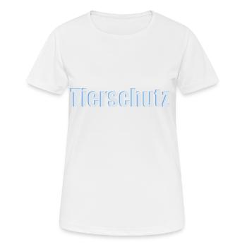 Schriftzug Tierschutz - Frauen T-Shirt atmungsaktiv - Weiß - Vorne - AI Model Female 172 dark (172cm)