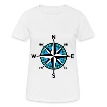 Boussole Nautique Marin Ahoi Wind Rose Voyage - T-shirt respirant Femme - blanc - Devant - AI Model Female 172 dark (172cm)