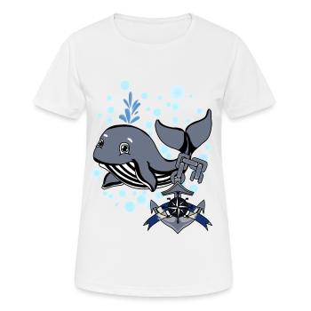 Boussole d’ancre de poisson baleine maritime maritime - T-shirt respirant Femme - blanc - Devant - AI Model Female 172 dark (172cm)