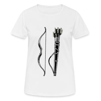 Arc tir à l'arc arc et flèche sport - T-shirt respirant Femme - blanc - Devant - AI Model Female 172 dark (172cm)
