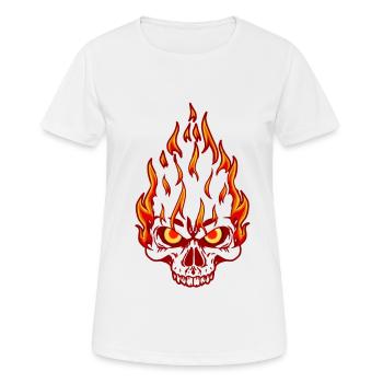 Hardrock Rocker tatouage tête de mort moto flamme - T-shirt respirant Femme - blanc - Devant - AI Model Female 172 dark (172cm)