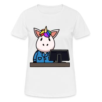 Einhorn Berufe Job Arbeitsbereich Einsatz Gewerbe - Frauen T-Shirt atmungsaktiv - Weiß - Vorne - AI Model Female 172 dark (172cm)