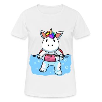 Licorne bébé natation piscine loisirs enfants - T-shirt respirant Femme - blanc - Devant - AI Model Female 172 dark (172cm)