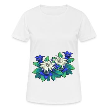 Montagnes Tirol Edelweiss gentiane nature flore plantes - T-shirt respirant Femme - blanc - Devant - AI Model Female 172 dark (172cm)