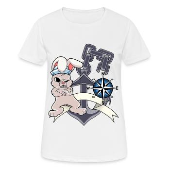 Sailor Compass Ancre Lapin Marin Capitaine Ahoi - T-shirt respirant Femme - blanc - Devant - AI Model Female 172 dark (172cm)