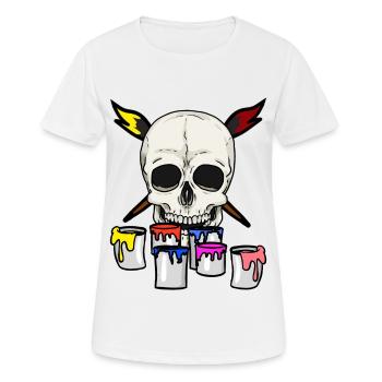 Crânes artistes peintre métier métier brosse - T-shirt respirant Femme - blanc - Devant - AI Model Female 172 dark (172cm)