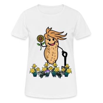 Jardinier d’arachide Fleurs de jardinage - T-shirt respirant Femme - blanc - Devant - AI Model Female 172 dark (172cm)