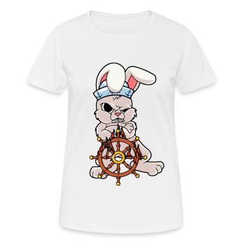 Maritim Steuermann Seemann Hase Nautik feurig Ahoi - Frauen T-Shirt atmungsaktiv - Weiß - Vorne - AI Model Female 172 dark (172cm)