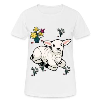 Joyeuse Pâques Nature Printemps Agneau mouton mouton mouton - T-shirt respirant Femme - blanc - Devant - AI Model Female 172 dark (172cm)
