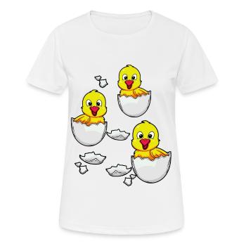 Eierschale Küken Ostern Hühner Bauernhof Ei - Frauen T-Shirt atmungsaktiv - Weiß - Vorne - AI Model Female 172 dark (172cm)