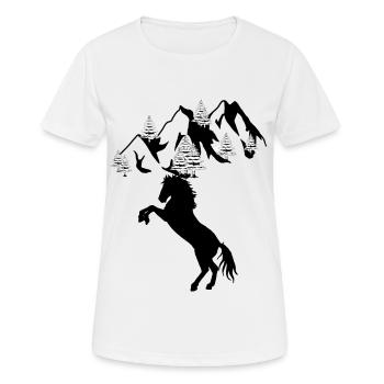 Wild Wild Horse Stallion Horse Rider - Women's Breathable T-Shirt - white - Front - AI Model Female 172 dark (172cm)