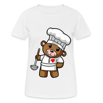 Teddybär Koch Kochmütze Kelle Suppen Küche - Frauen T-Shirt atmungsaktiv - Weiß - Vorne - AI Model Female 172 dark (172cm)