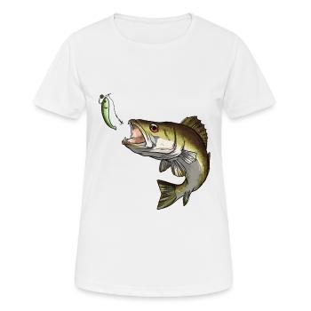 Sandre et poisson caoutchouté - T-shirt respirant Femme - blanc - Devant - AI Model Female 172 dark (172cm)