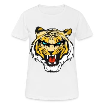 Cooles Tiger Kopf T-Shirt - Frauen T-Shirt atmungsaktiv - Weiß - Vorne - AI Model Female 172 dark (172cm)
