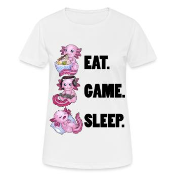 Eat Game Sleep - Cute Axolotl tolle Geschenkidee - Frauen T-Shirt atmungsaktiv - Weiß - Vorne - AI Model Female 172 dark (172cm)