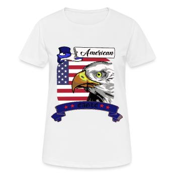 American Eagle, Amerika, Flagge mit Adler - Frauen T-Shirt atmungsaktiv - Weiß - Vorne - AI Model Female 172 dark (172cm)