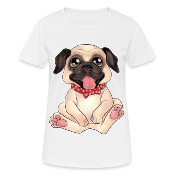Niedlicher Mops Pug Geschenk für Hundeliebhaber - Frauen T-Shirt atmungsaktiv - Weiß - Vorne - AI Model Female 172 dark (172cm)
