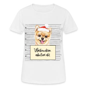Es eskaliert eh lustige Weihnachten Pommerscher - Frauen T-Shirt atmungsaktiv - Weiß - Vorne - AI Model Female 172 dark (172cm)