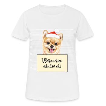 Es eskaliert eh lustige Weihnachten Pommerscher - Frauen T-Shirt atmungsaktiv - Weiß - Vorne - AI Model Female 172 dark (172cm)