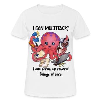 Multitasking Oktopus Lustiger Bürohumor Geschenk - Frauen T-Shirt atmungsaktiv - Weiß - Vorne - AI Model Female 172 dark (172cm)