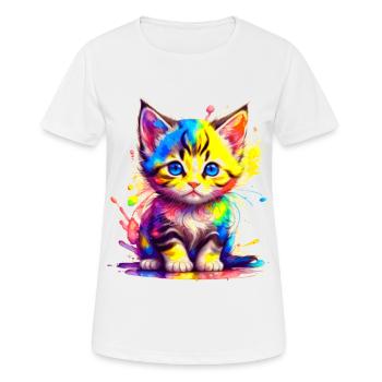 Rainbow Kitty - Women's Breathable T-Shirt - white - Front - AI Model Female 172 dark (172cm)