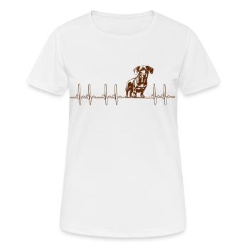 teckel aime ECG Heartbeat - T-shirt respirant Femme - blanc - Devant - AI Model Female 172 dark (172cm)