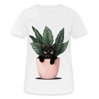 Pot pour chat - T-shirt respirant Femme - blanc - Devant - AI Model Female 172 dark (172cm)