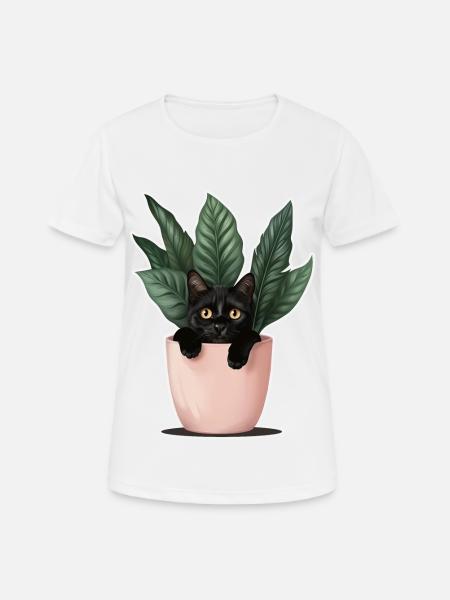 Cat Pot - Frauen T-Shirt atmungsaktiv - Weiß