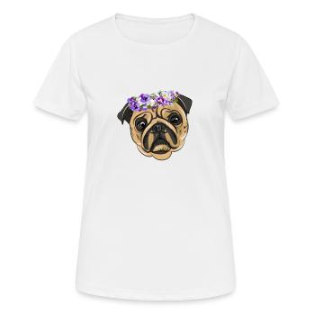 flower pug - Frauen T-Shirt atmungsaktiv - Weiß - Vorne - AI Model Female 172 dark (172cm)