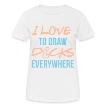 J'aime dessiner des bites partout - T-shirt respirant Femme - blanc - Devant - AI Model Female 172 dark (172cm)