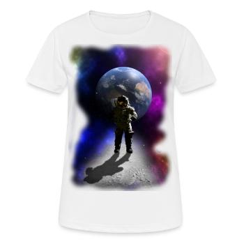 Astronaut auf dem Mond psychodelisch goa Geschenk - Frauen T-Shirt atmungsaktiv - Weiß - Vorne - AI Model Female 172 dark (172cm)