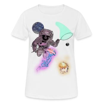 Astronaut Quallen Goa Geschenkidee psychedelisch - Frauen T-Shirt atmungsaktiv - Weiß - Vorne - AI Model Female 172 dark (172cm)