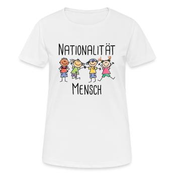 Nationalité Humaine - Antiracisme - Diversité - T-shirt respirant Femme - blanc - Devant - AI Model Female 172 dark (172cm)