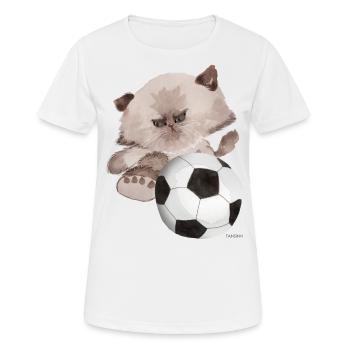 Katze Fußball Sport Geschenk Kind lustig spaß Tor - Frauen T-Shirt atmungsaktiv - Weiß - Vorne - AI Model Female 172 dark (172cm)