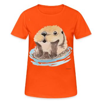 Otter animal marten swimming water gift - Women's Breathable T-Shirt - neon orange - Front - AI Model Female 172 dark (172cm)