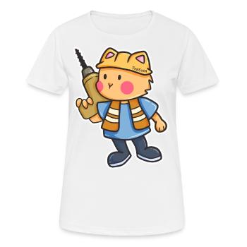 Cadeau pour enfants casque de chantier de perceuse pour chat - T-shirt respirant Femme - blanc - Devant - AI Model Female 172 dark (172cm)