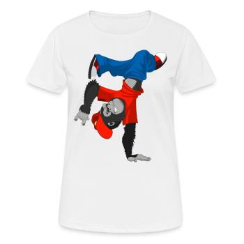 Gorilla Affe Zoo Breakdance tanzen Kinder Geschenk - Frauen T-Shirt atmungsaktiv - Weiß - Vorne - AI Model Female 172 dark (172cm)