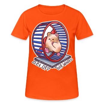 Hamster wheel metaphor running wheel routine animal gift - Women's Breathable T-Shirt - neon orange - Front - AI Model Female 172 dark (172cm)