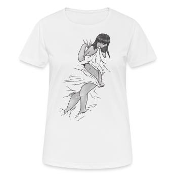 nackte Frau Bettdecke lustiges zudecken Spaß - Frauen T-Shirt atmungsaktiv - Weiß - Vorne - AI Model Female 172 dark (172cm)