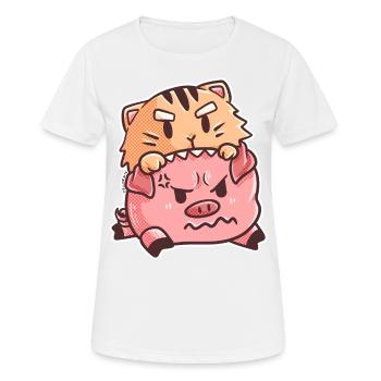Chat cochon amusement combat animaux cadeau enfants - T-shirt respirant Femme - blanc - Devant - AI Model Female 172 dark (172cm)